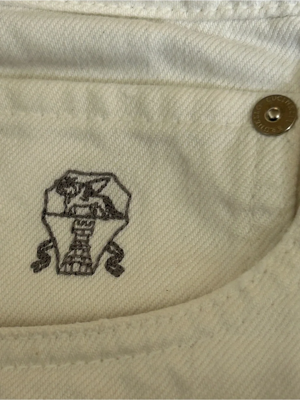 BRUNELLO CUCINELLI ‘Leisure Fit’ Lightweight White Denim Jeans Mens Italy
